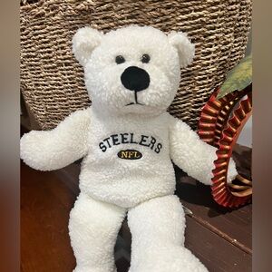 White Steelers NFL Stuffed Bear